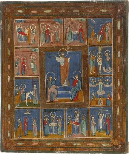 ICON DEPICTING THE RESURRECTION OF CHRIST AND THE 