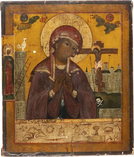 UNE ICÔNE RARE REPRÉSENTANT LA MÈRE DE DIEU « LA P