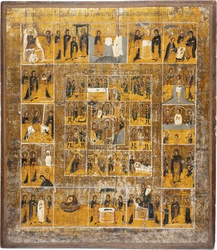 A MONUMENTAL ICON DEPICTING CHRIST'S DESCENT INTO 