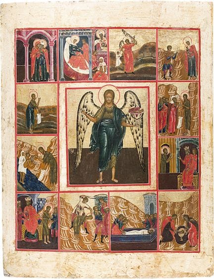 A MONUMENTAL VITA ICON DEPICTING SAINT JOHN THE FO