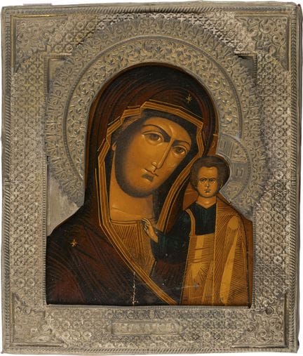 ICÔNE REPRÉSENTANT LA MÈRE DE DIEU DE KAZAN AVEC R