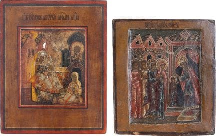 DEUX PETITES ICÔNES REPRÉSENTANT LA NATIVITÉ DE LA