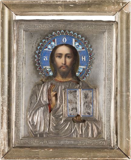 ICÔNE REPRÉSENTANT LE CHRIST PANTOKRATOR AVEC UN O