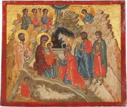 AN ICON DEPICTING THE ADORATION OF THE MAGI Greek,