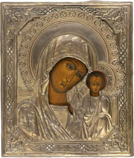ICÔNE REPRÉSENTANT LA MÈRE DE DIEU DE KAZAN AVEC O