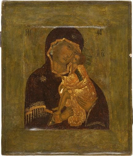 UNE BELLE ICÔNE REPRÉSENTANT LA MÈRE DE DIEU DE DO