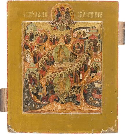 ICON DEPICTING THE DESCENT INTO HELL AND THE RESUR