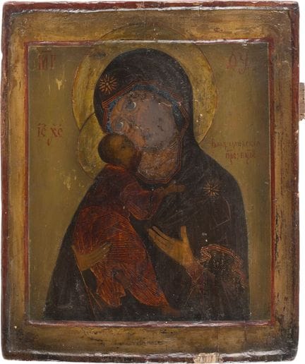 ICÔNE REPRÉSENTANT LA MÈRE DE DIEU DE VLADIMIR Rus