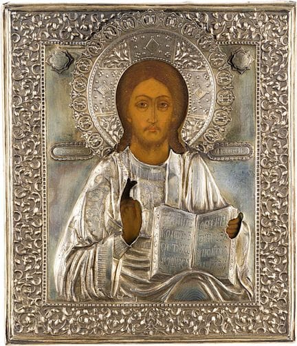 ICÔNE REPRÉSENTANT LE CHRIST PANTOKRATOR AVEC UN O