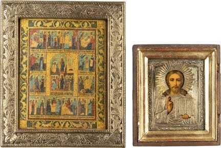 DEUX ICÔNES REPRÉSENTANT LE CHRIST PANTOKRATOR AVE
