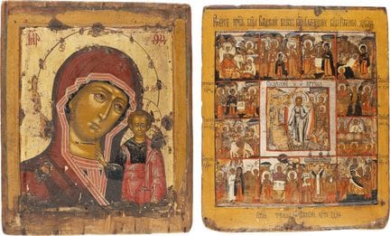 DEUX ICÔNES REPRÉSENTANT LA MÈRE DE DIEU DE KAZAN 