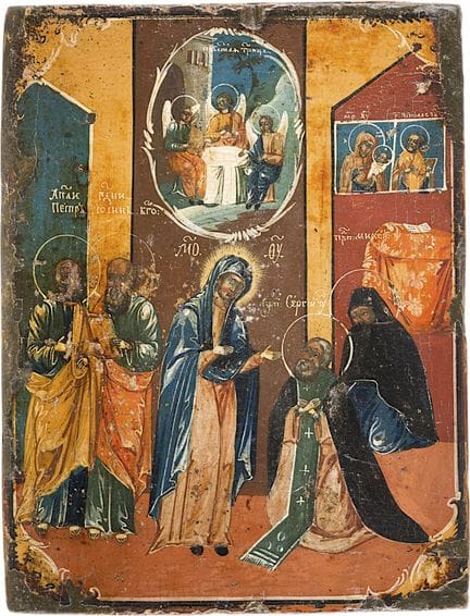 ICÔNE REPRÉSENTANT L'APPARITION DE LA MÈRE DE DIEU