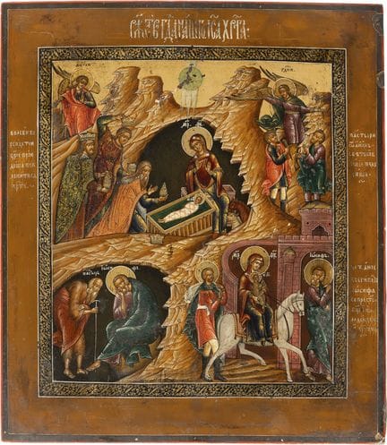 A FINE ICON DEPICTING THE NATIVITY OF CHRIST, THE 