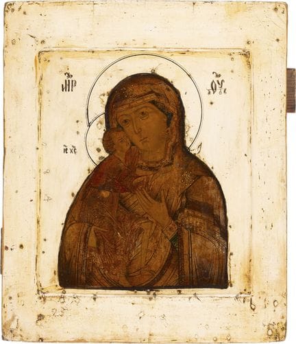 UNE BELLE ICÔNE REPRÉSENTANT LA MÈRE DE DIEU DE FE