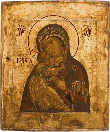 ICÔNE REPRÉSENTANT LA MÈRE DE DIEU DE VLADIMIR. Ru
