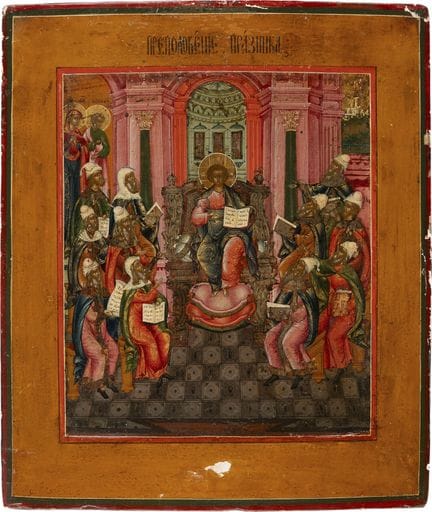 A VERY RARE AND FINE ICON DEPICTING THE TWELVE-YEA