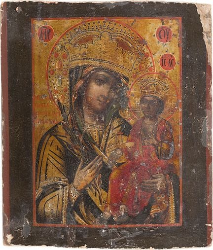 UNE ICÔNE RARE REPRÉSENTANT LA MÈRE DE DIEU « LA F