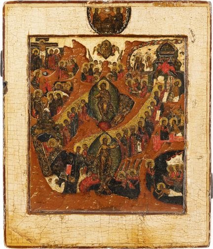 ICON DEPICTING THE DESCENT INTO HELL AND THE RESUR