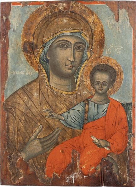 UNE GRANDE ICÔNE REPRÉSENTANT LA MÈRE DE DIEU HODE