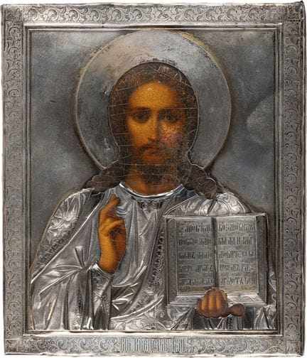 ICÔNE REPRÉSENTANT LE CHRIST PANTOKRATOR AVEC UN O