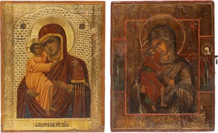 DEUX ICÔNES REPRÉSENTANT LA MÈRE DE DIEU DE FEODOR