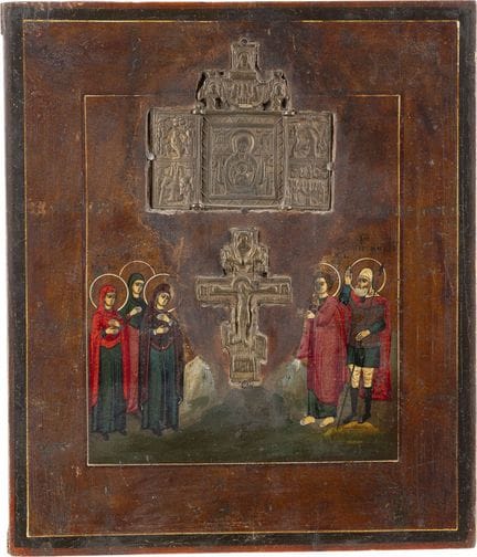 A STAUROTHEK ICON DEPICTING THE CRUCIFIXION OF CHR