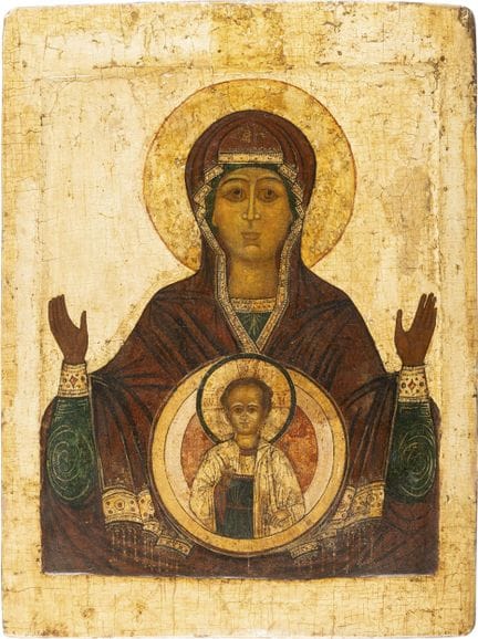 UNE GRANDE ICÔNE DE LA MÈRE DE DIEU DU SIGNE (ZNAM
