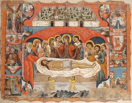 A MONUMENTAL, SIGNED, AND DATED ICON DEPICTING THE