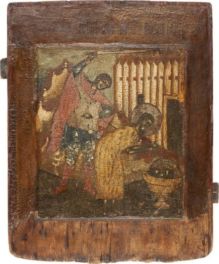 ICON DEPICTING THE BEHEADING OF SAINT JOHN THE FOR
