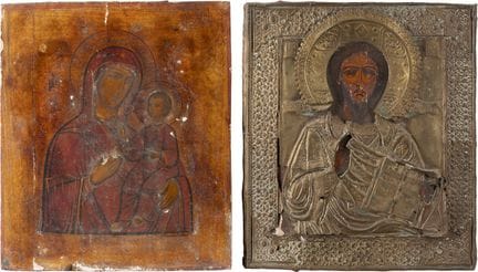 DEUX ICÔNES REPRÉSENTANT LE CHRIST PANTOKRATOR AVE
