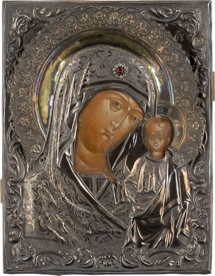 UNE BELLE ICÔNE REPRÉSENTANT LA MÈRE DE DIEU DE KA