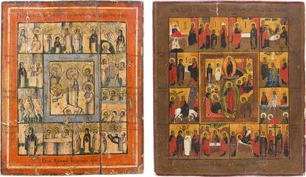 TWO LARGE ICONS DEPICTING THE MAJOR FEASTS Russian