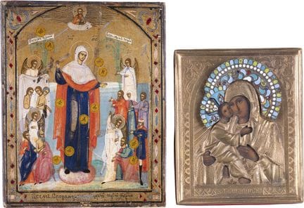 DEUX PETITES ICÔNES : LA MÈRE DE DIEU DE VLADIMIR 