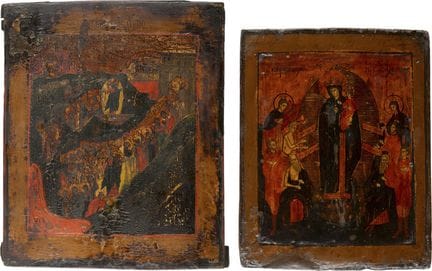 DEUX ICÔNES REPRÉSENTANT LA MÈRE DE DIEU « LA JOIE