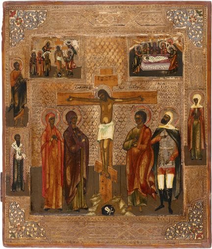 ICÔNE REPRÉSENTANT LA CRUCIFIXION DU CHRIST Russie