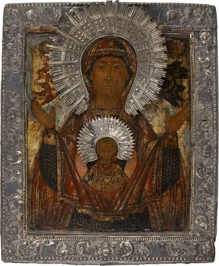 UNE BELLE ICÔNE REPRÉSENTANT LA MÈRE DE DIEU DU SI