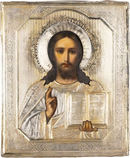 ICÔNE REPRÉSENTANT LE CHRIST PANTOKRATOR AVEC UN O