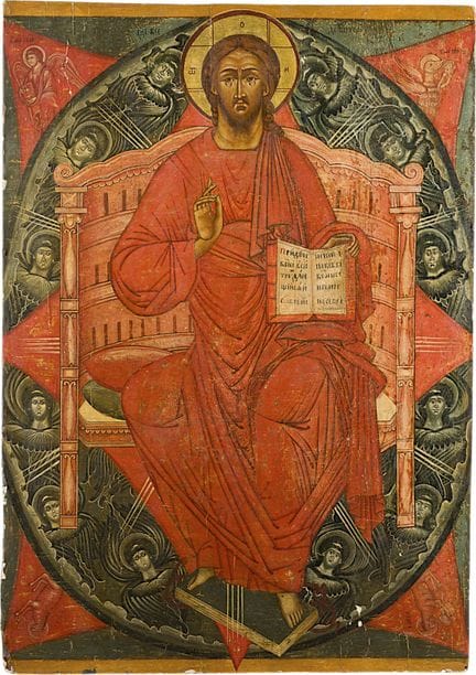 ICÔNE MONUMENTALE REPRÉSENTANT LE CHRIST ENTHRONÉ 