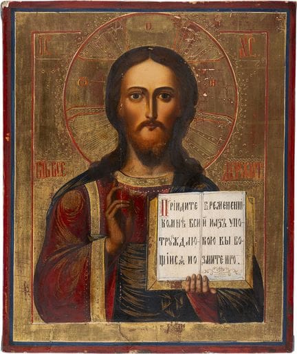 UNE GRANDE ICÔNE REPRÉSENTANT LE CHRIST PANTOKRATO