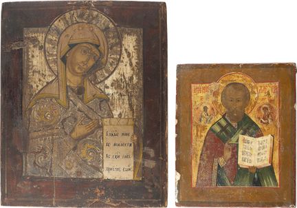 DEUX ICÔNES REPRÉSENTANT SAINT NICOLAS DE MYRE ET 