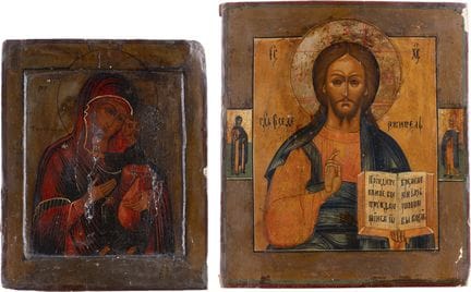 DEUX ICÔNES REPRÉSENTANT LA MÈRE DE DIEU DE FEODOR