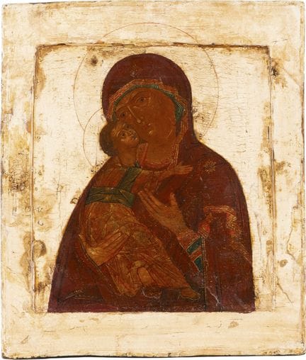 ICÔNE REPRÉSENTANT LA MÈRE DE DIEU DE VLADIMIR. Ru