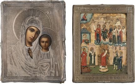 DEUX PETITES ICÔNES REPRÉSENTANT LA MÈRE DE DIEU D