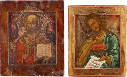 DEUX ICÔNES REPRÉSENTANT SAINT NICOLAS DE MYRE ET 