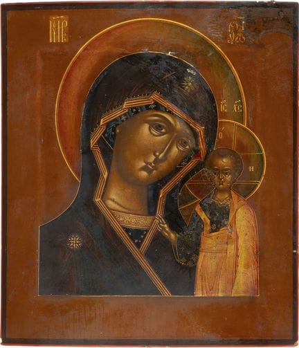 UNE BELLE ICÔNE REPRÉSENTANT LA MÈRE DE DIEU DE KA