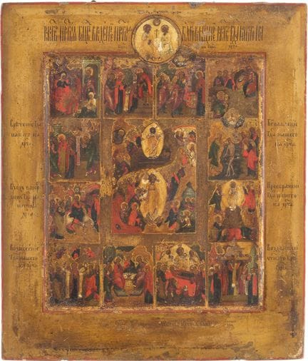 A FEAST DAY ICON DEPICTING THE ANASTASIS, THE TWEL