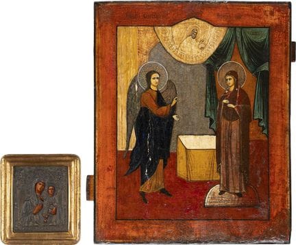 TWO ICONS: THE IVERSKAYA MOTHER OF GOD WITH AN OKL