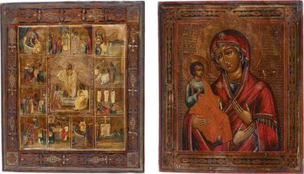DEUX ICÔNES : LA MÈRE DE DIEU À TROIS MAINS ET LES
