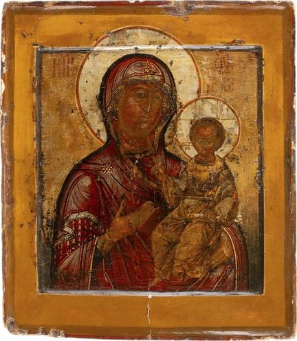 UNE BELLE ICÔNE REPRÉSENTANT LA MÈRE DE DIEU DE SM