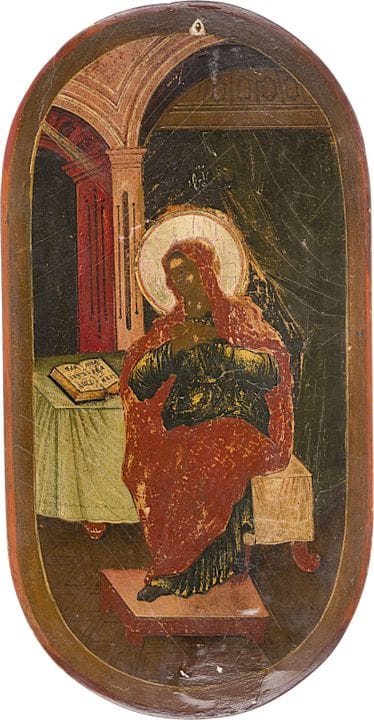 AN ICON DEPICTING THE MOTHER OF GOD FROM AN ANNUNC